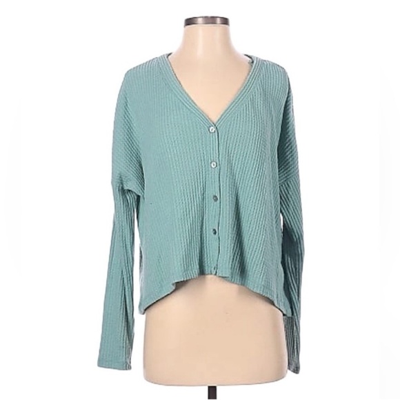 Wild Fable Size Medium Blue Waffle Knit Thermal Top. - Picture 2 of 5